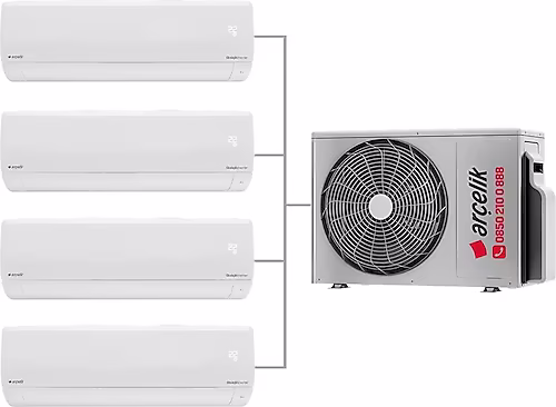 Arçelik 1+5 Multi Sistem Duvar Tipi İnverter Klima 12+12+12+12 -Montah Dahil-1 Dış + 4 İç